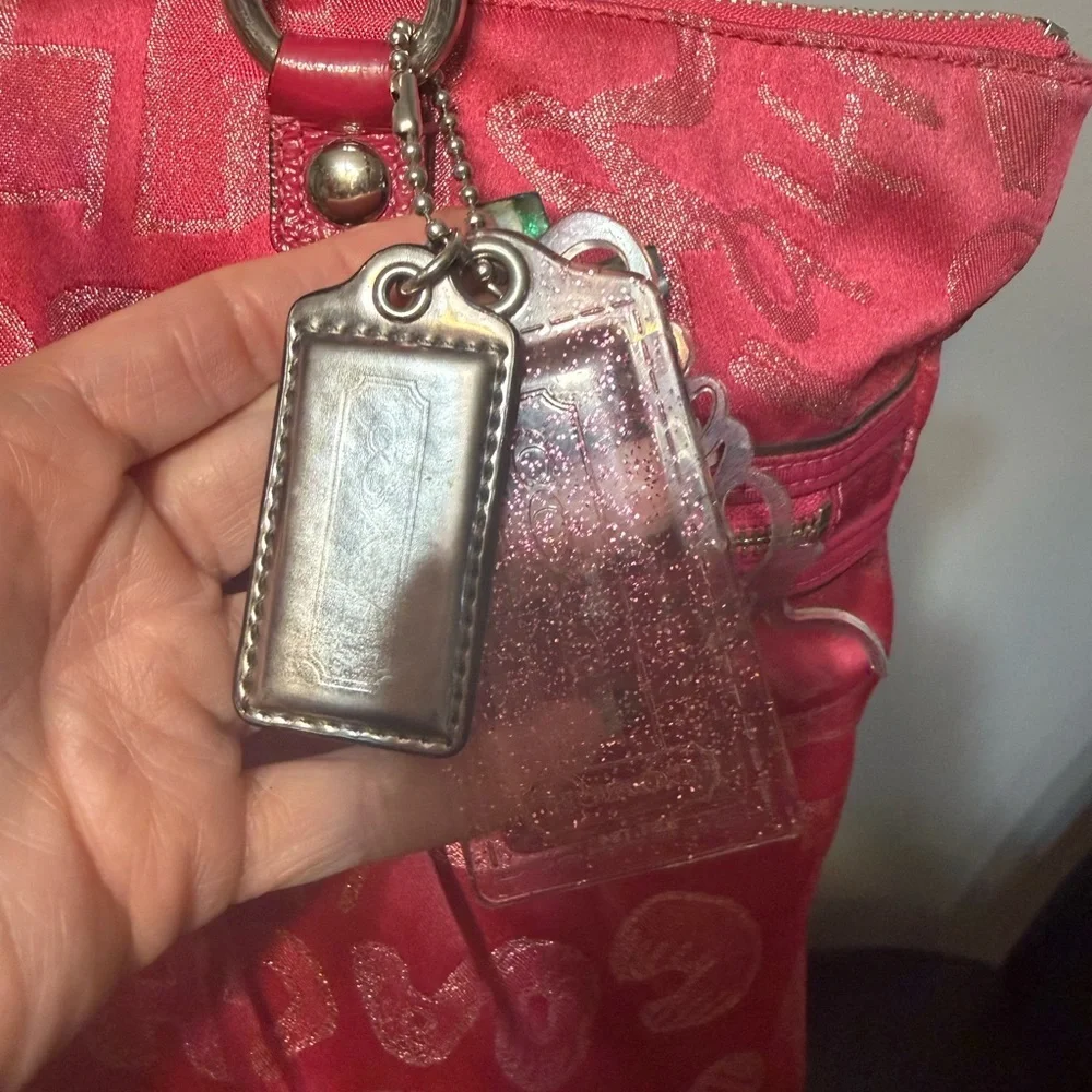 Coach Poppy Storypatch Glam Tote Hot Pink Jacquard Metallic Trim 2010